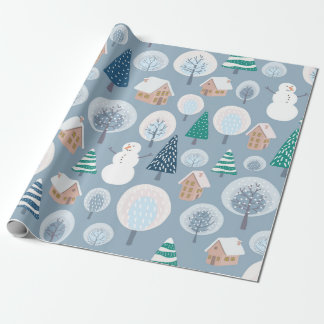 Papier Cadeau Winter seamless pattern with abstract flat handdra