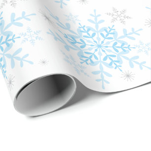 Papier Cadeau Winter Wonderland Blue Silver Snowflakes