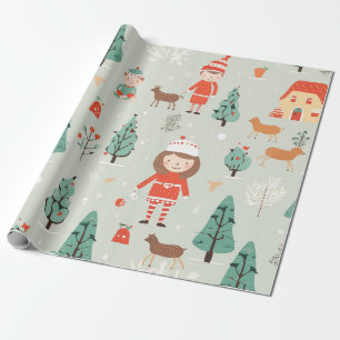 Papier Cadeau Winter Wonderland Storybook Scène