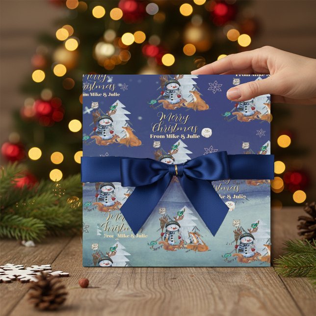 Papier Cadeau Winter Woodland Fox & Snowman Wrapping Paper  (Winter Woodland Fox & Snowman Wrapping Paper)