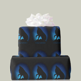 Papier Cadeau Wolf esprit fenrir loups noir bleu envelopper cade