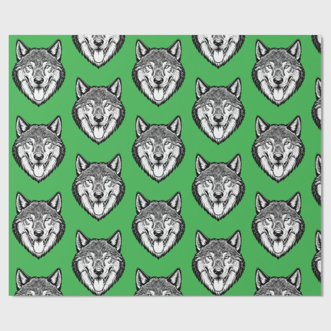 Papier Cadeau Wolf head from the front (Plat)