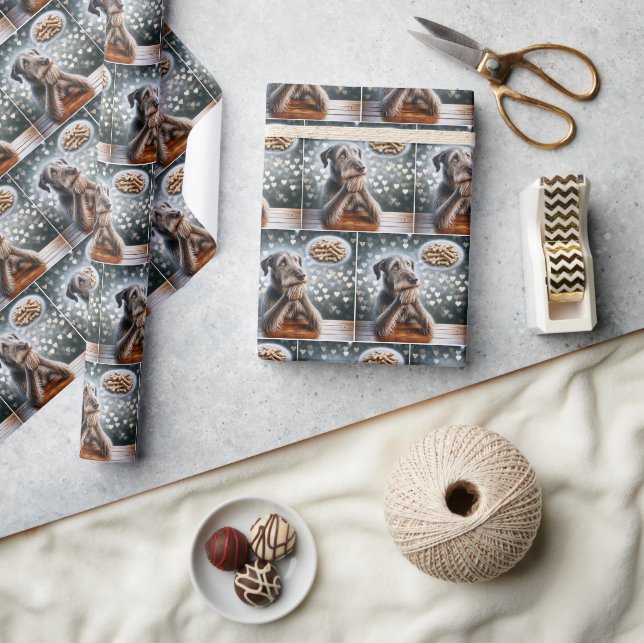 Papier Cadeau Wolfhound Irlandais Rêvant Des Os (Artisanat)