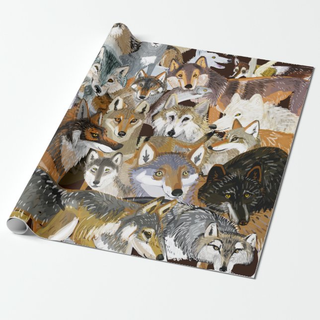 Papier Cadeau Wolves of the World puzzle (Déroulé)