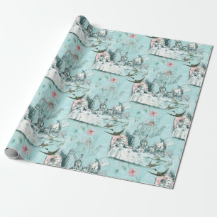 Papier Cadeau Wonderland Mad Tea Party Aqua Pink Wrapper Paper