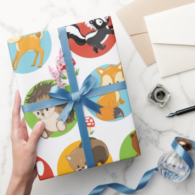 Papier Cadeau Woodland Animals papier d'emballage pour bébé (Cadeaux)