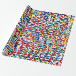 Papier Cadeau World All Countries Nation Drapeaux Découpage