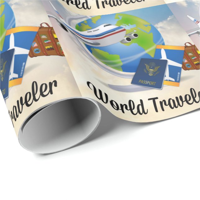 Papier Cadeau World Traveller, Design 2 (Coin rond)