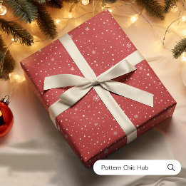 Papier Cadeau WP06 Flocon de neige Noël Rouge Moderne Élégant