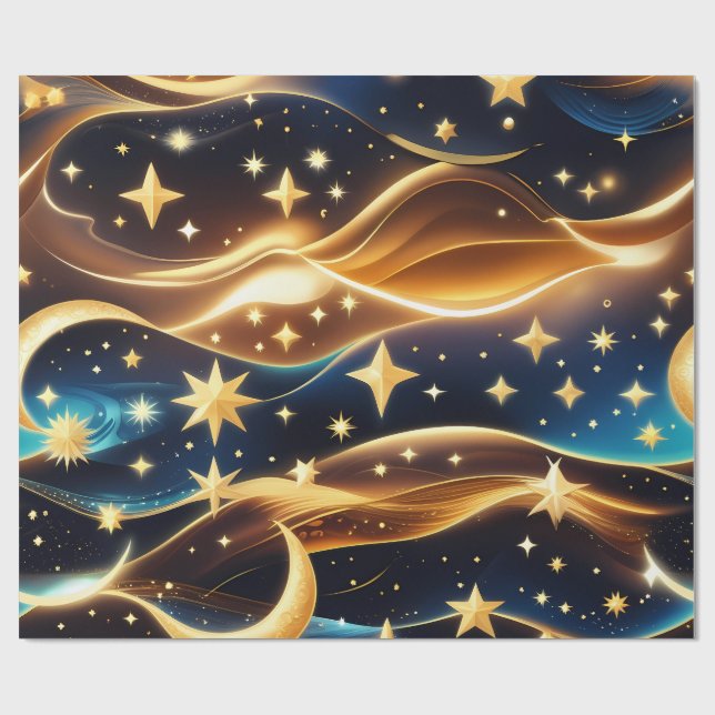 Papier Cadeau Wrapping Paper - Amber Celestial Moon (Plat)