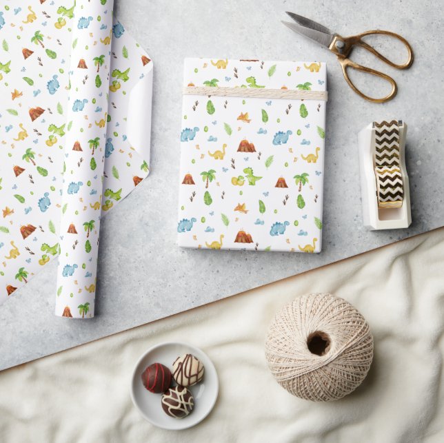 Papier Cadeau Wrapping Paper - Dinosaurs And Volcanoes (Artisanat)