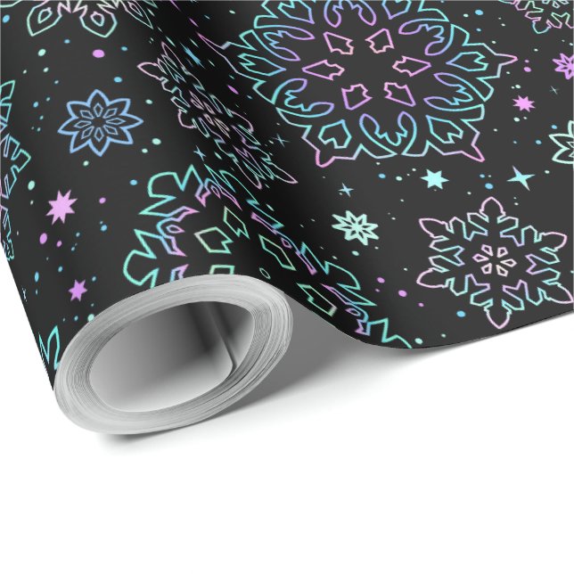 Papier Cadeau Wrapping paper "Snowflakes" (Coin rond)