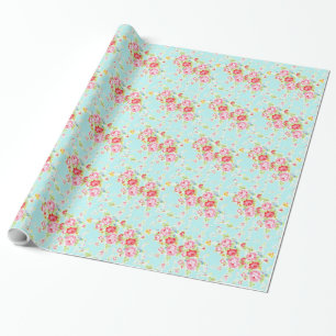 Papier Cadeau Wrappingpaper minable floral de mariage de roses