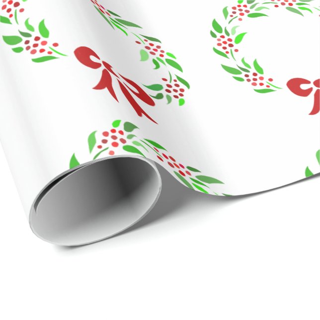Papier Cadeau Wreath Red Berry (Coin rond)