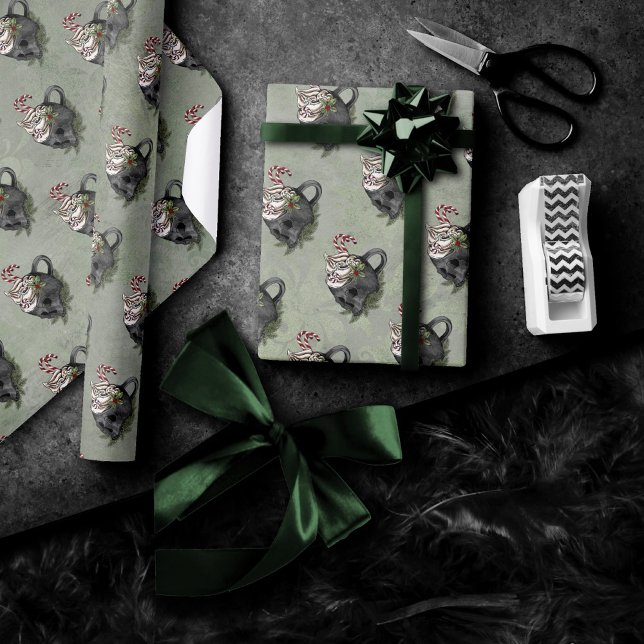 Papier Cadeau XMAS déplaisant | Un Gros Crâne Très Gothique (Créateur téléchargé)