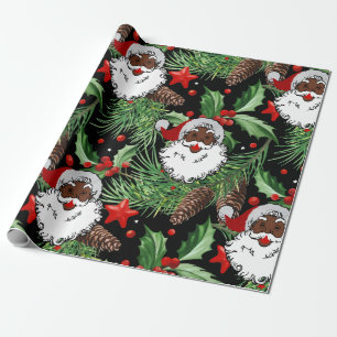Papier Cadeau xmas holly black santa claus