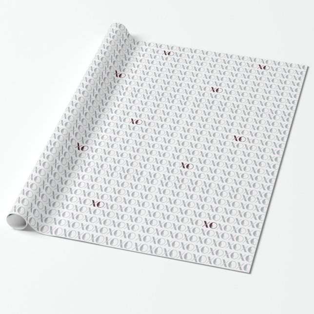 Papier Cadeau XOXO gris et rouge (Déroulé)