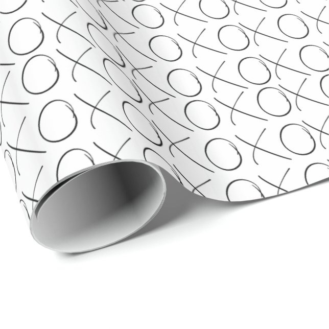 Papier Cadeau XOXO noir et blanc (Coin rond)