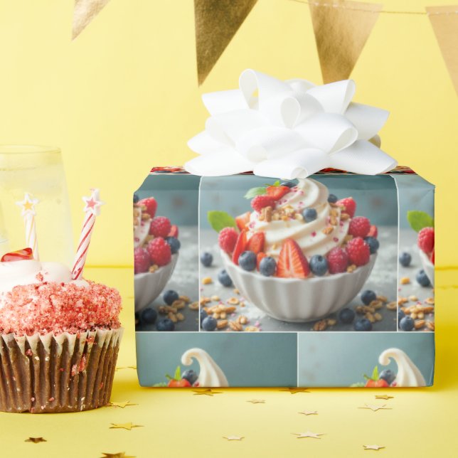 Papier Cadeau Yaourt congelé avec baies et Granola (Fête d'anniversaire)