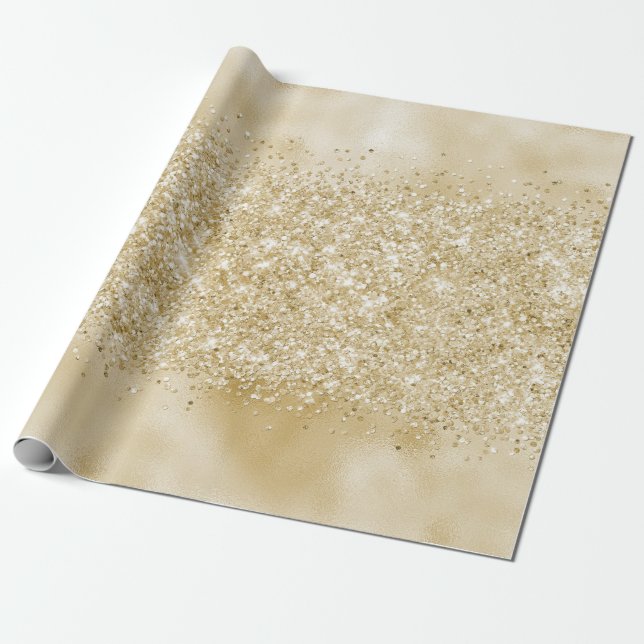 Papier Cadeau Yellow Gold Confeti Glitter (Déroulé)