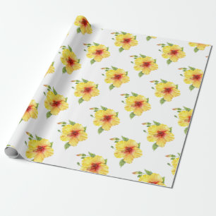 Papier Cadeau Yellow Hibiscus Botanical