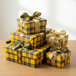 Papier Cadeau Yellow Tartan Plaid Wrapping Paper