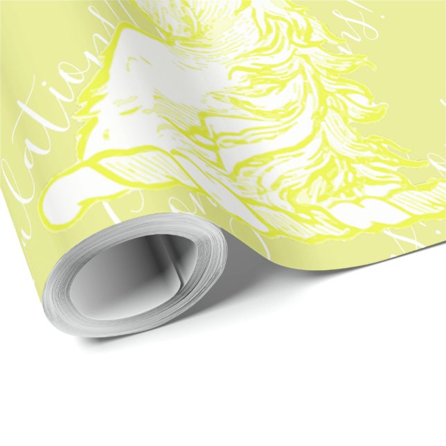 Papier Cadeau Yellow Unicorn Motif Personnalisé Félicitations Te (Coin rond)