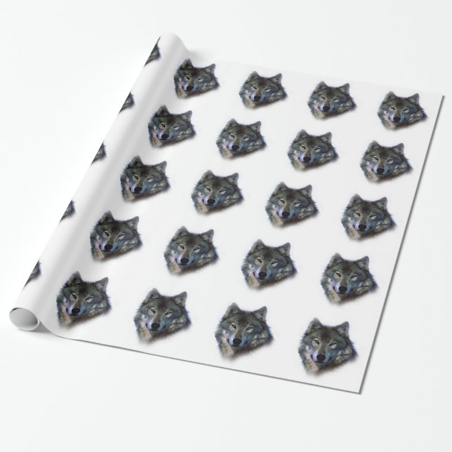 Papier Cadeau Yeux de loup gris (Déroulé)