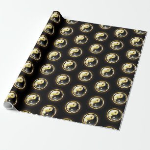 Papier Cadeau Yin Yang or sur noir