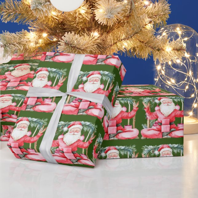 Papier Cadeau Yoga Noël Père Noël instructeur (Vacances)