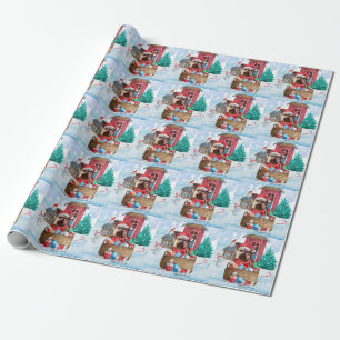 Papier Cadeau Yorkshire Terrier Chien dans la neige Maison de ch