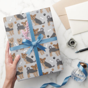 Papier Cadeau Yorkshire Terrier Paws et Bones Yorkie Chien