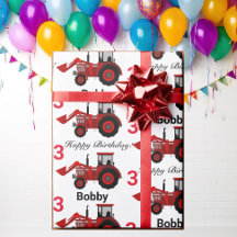 Young Boys Red Loader Tractor Nom n Age Anniversai