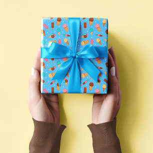 Papier Cadeau Yummy Ice Cream Motif   Bleu