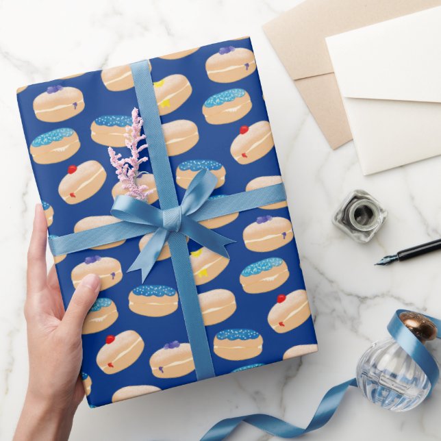 Papier Cadeau Yummy Sufganiyot Jelly Donuts Motif Hanoukka (Cadeaux)
