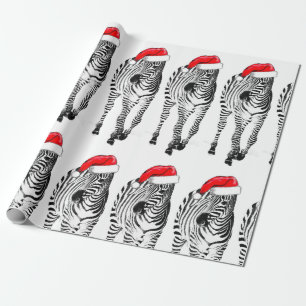 Papier Cadeau Zebra in Santa wrapping paper