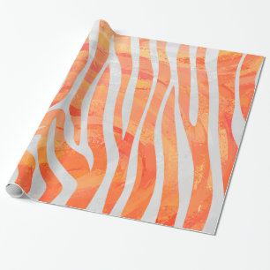 Papier Cadeau Zebra Orange and White Print