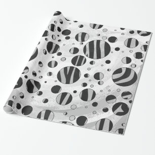 Papier Cadeau Zebra Polka point noir et gris clair