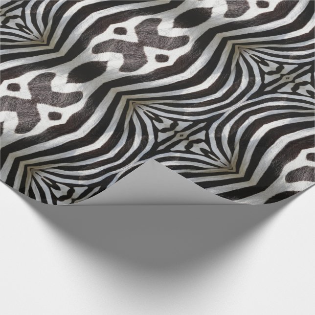 Papier Cadeau Zebra Stripes Motif Faune noire et blanche (Coin)