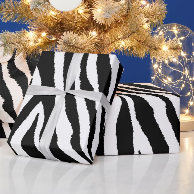 Papier Cadeau Zebra Stripes noir et blanc | Bold Safari (Vacances)