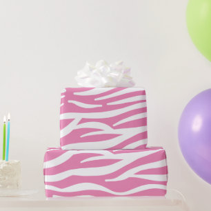 Papier Cadeau Zèbre blanc et rose