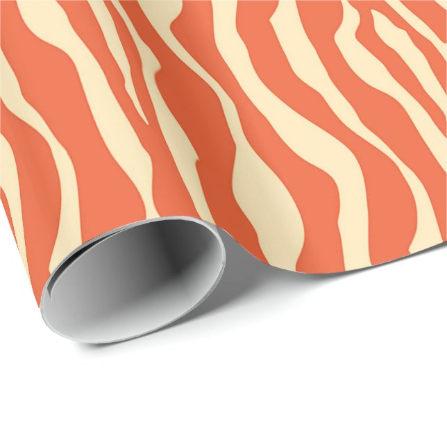 Papier Cadeau Zèbre rayures - Mandarin et orange clair (Coin rond)