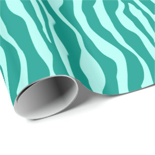 Papier Cadeau Zèbre rayures - Turquoise et Aqua