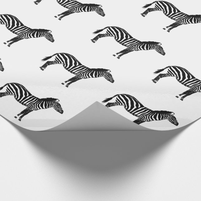 Papier Cadeau Zèbres - Noir et Blanc (Coin)