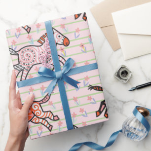 Papier Cadeau Zèbres stylisés Whimsical et ludique