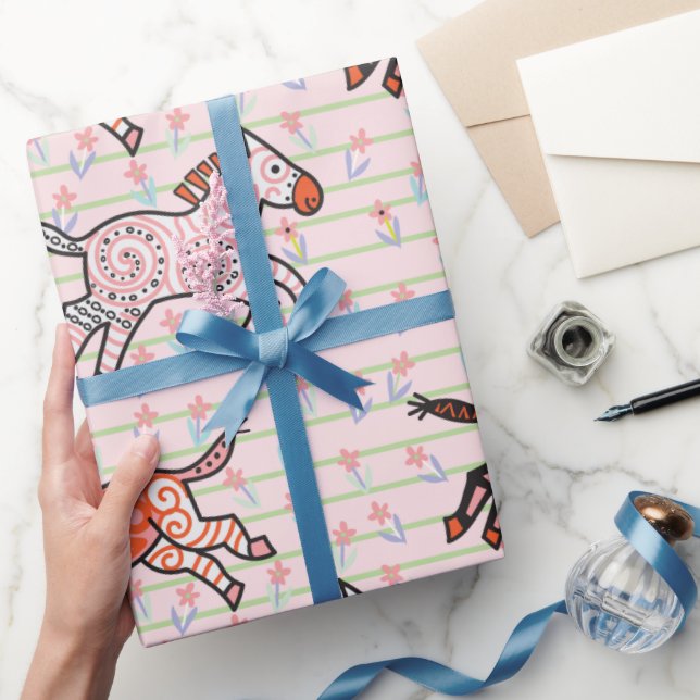 Papier Cadeau Zèbres stylisés Whimsical et ludique (Cadeaux)