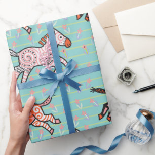 Papier Cadeau Zèbres stylisés Whimsical et ludique
