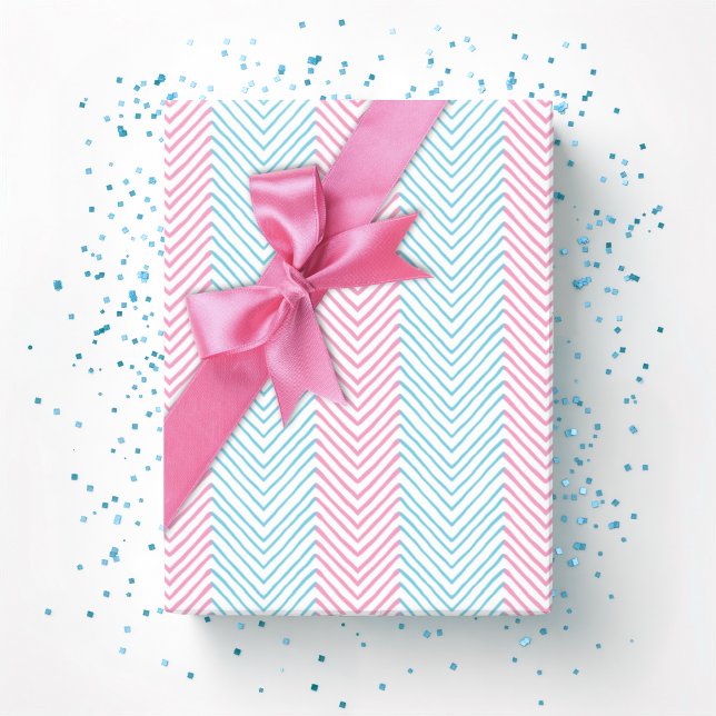 Papier Cadeau Zeta Chevron Stripe in Pink and Aqua (Créateur téléchargé)