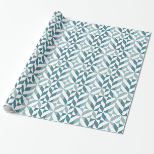 Papier Cadeau ZigZag géométrique vert turquoise à deux tons