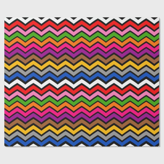 Papier Cadeau Zigzag multicolore Chevron Design noir (Plat)